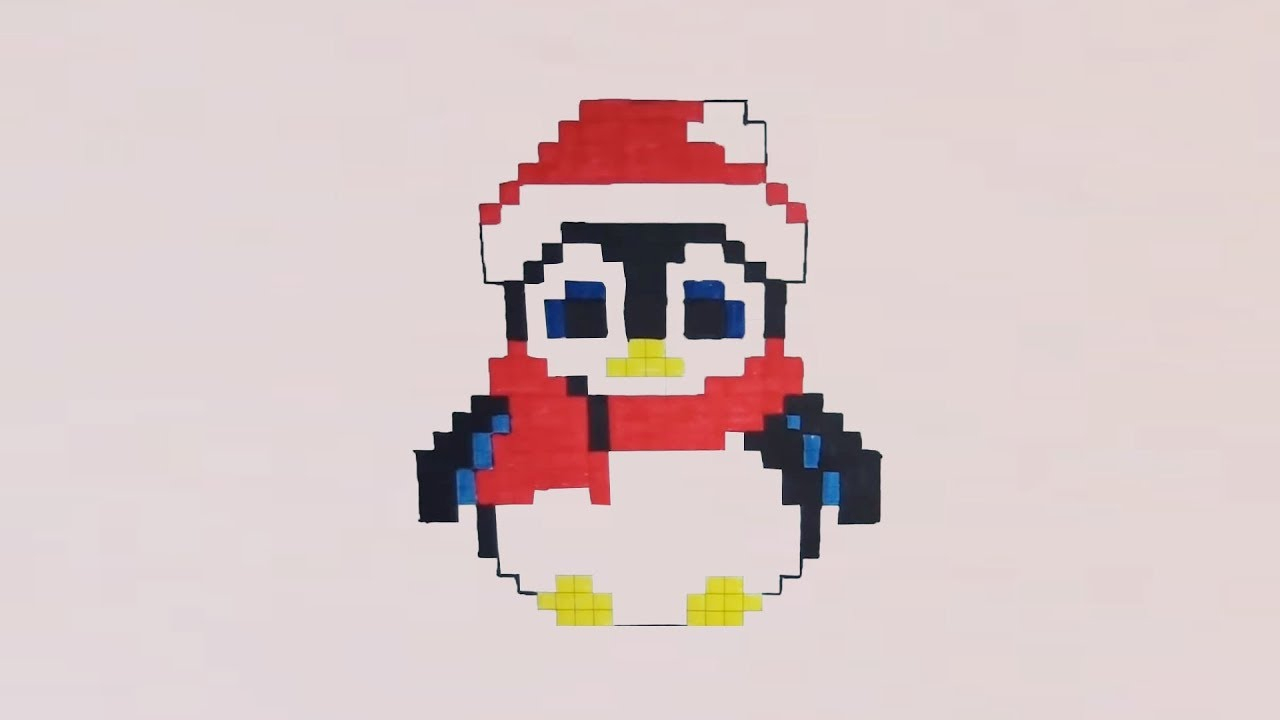 Comment Dessiner Un Pingouin De Noël Pixel Art serapportantà Dessin Pixel Noel