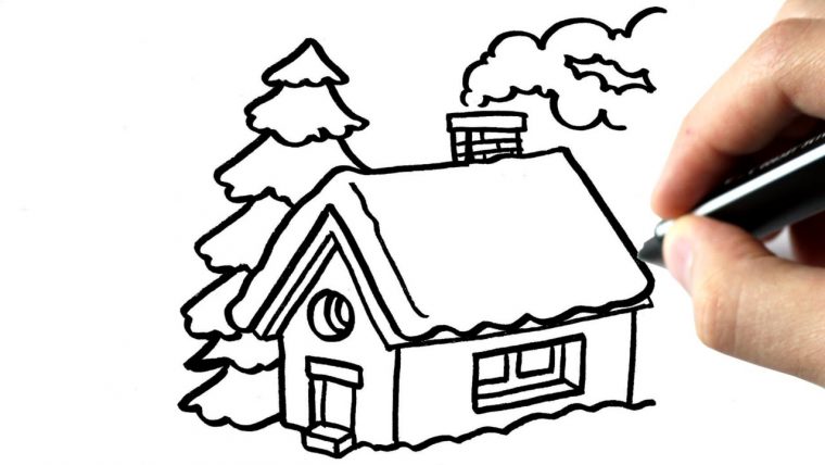 Comment Dessiner Une Maison En Hiver Tutoriel serapportantà Dessin De Paysage D Hiver