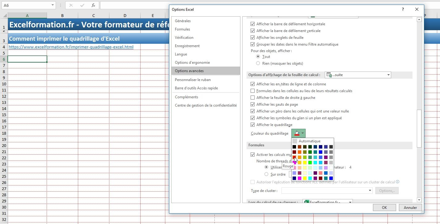 Comment Imprimer Le Quadrillage D'excel - Excel Formation tout Quadrillage À Imprimer