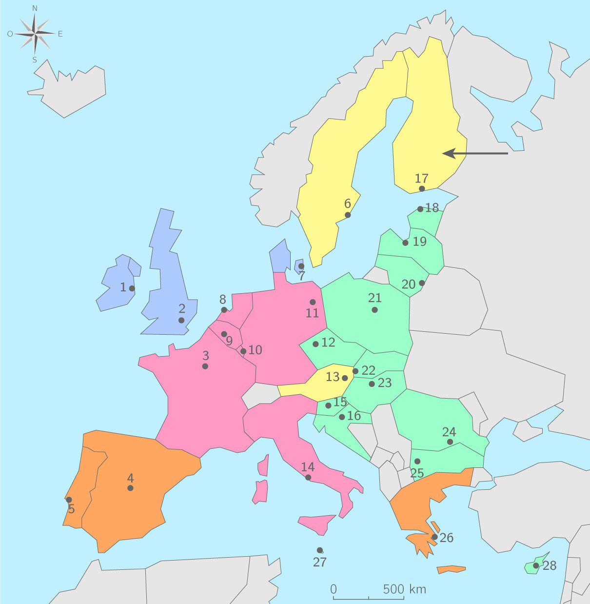 Compléter La Carte De La Construction Européenne - 3E concernant Carte Construction Européenne