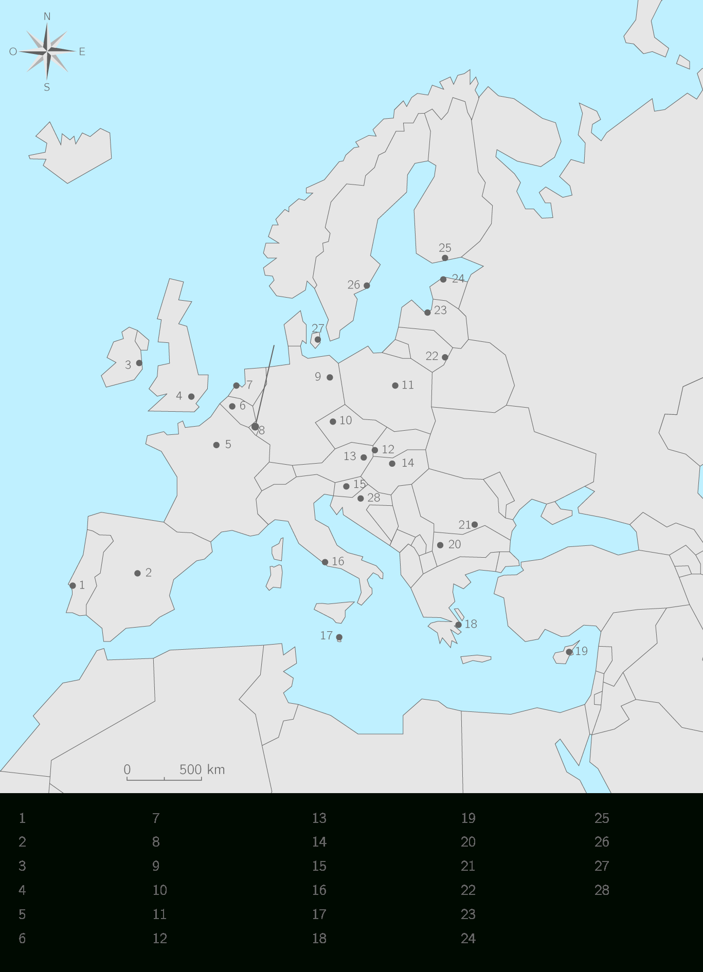 Compléter La Carte Des Etats Membres De L'union Européenne dedans Les Capitales De L Union Européenne