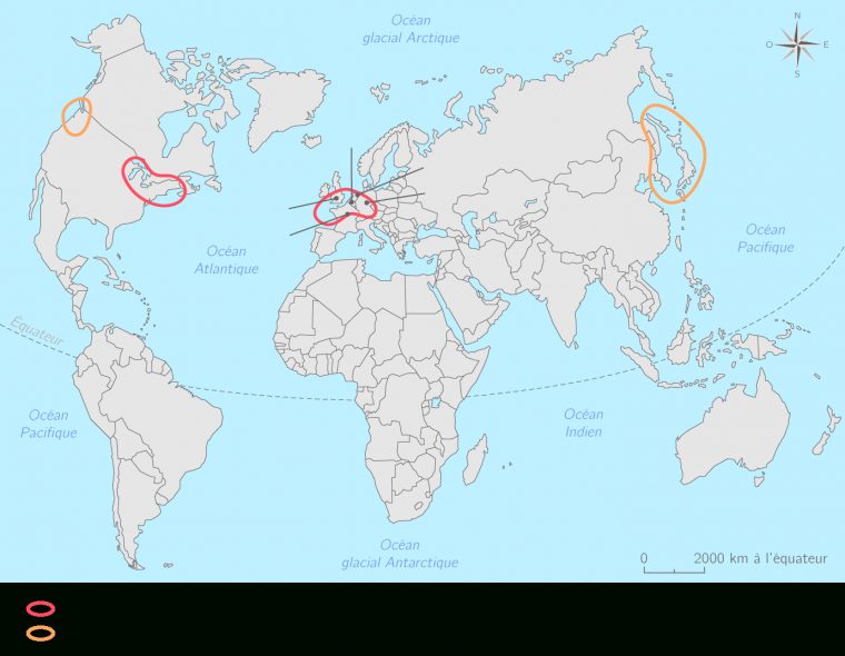 Compléter La Carte Des Régions Industrielles Dans Le Monde à Carte Des Régions À Compléter