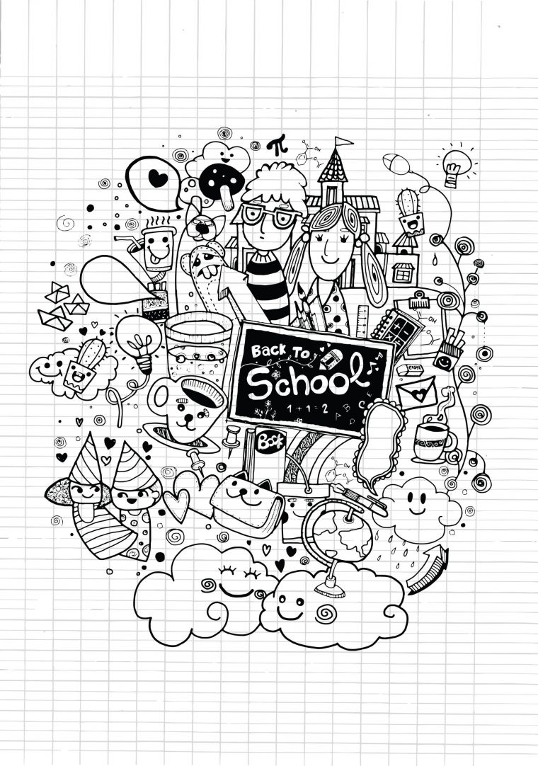 Complexe Doodle Rentree Des Classes Sur Cahier – Coloriage à Cahier Coloriage A Imprimer