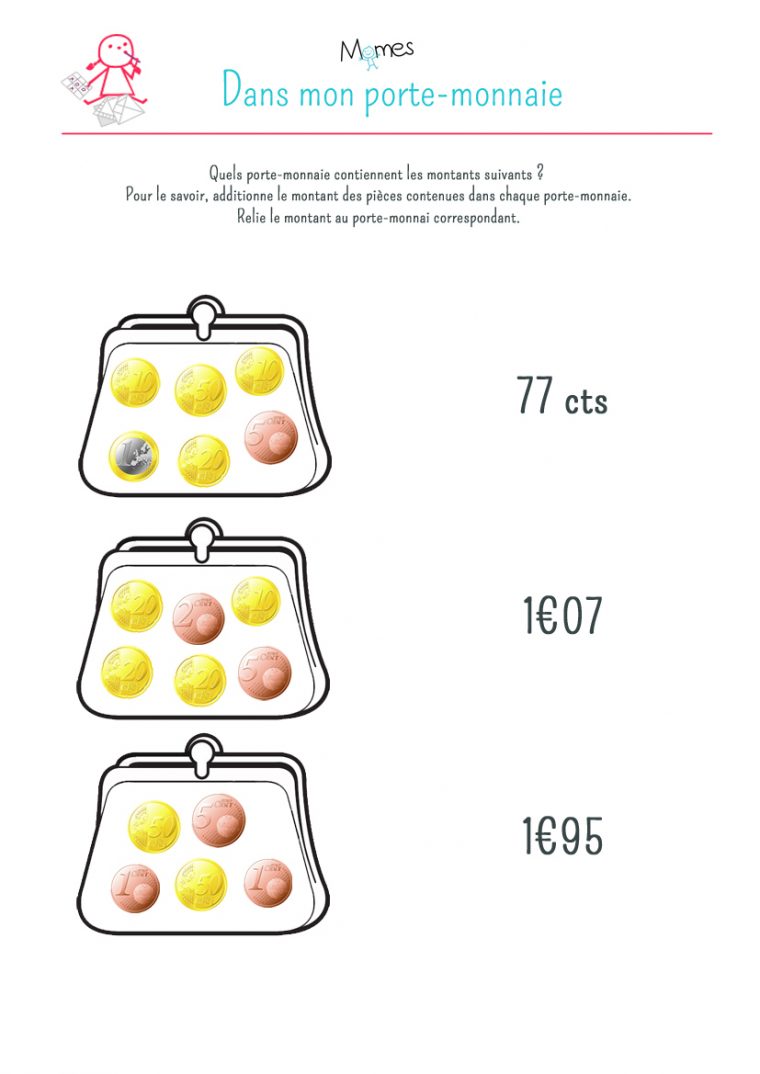 Compter Ses Pièces En Euro: Exercice – Momes serapportantà Billets Et Pièces En Euros À Imprimer