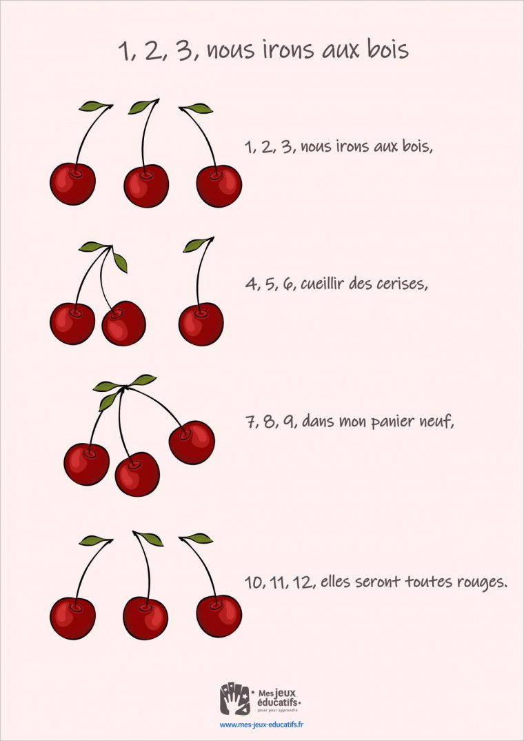 Comptine Pour Compter 1, 2, 3, Nous Irons Aux Bois > Mes pour Apprendre A Compter Maternelle