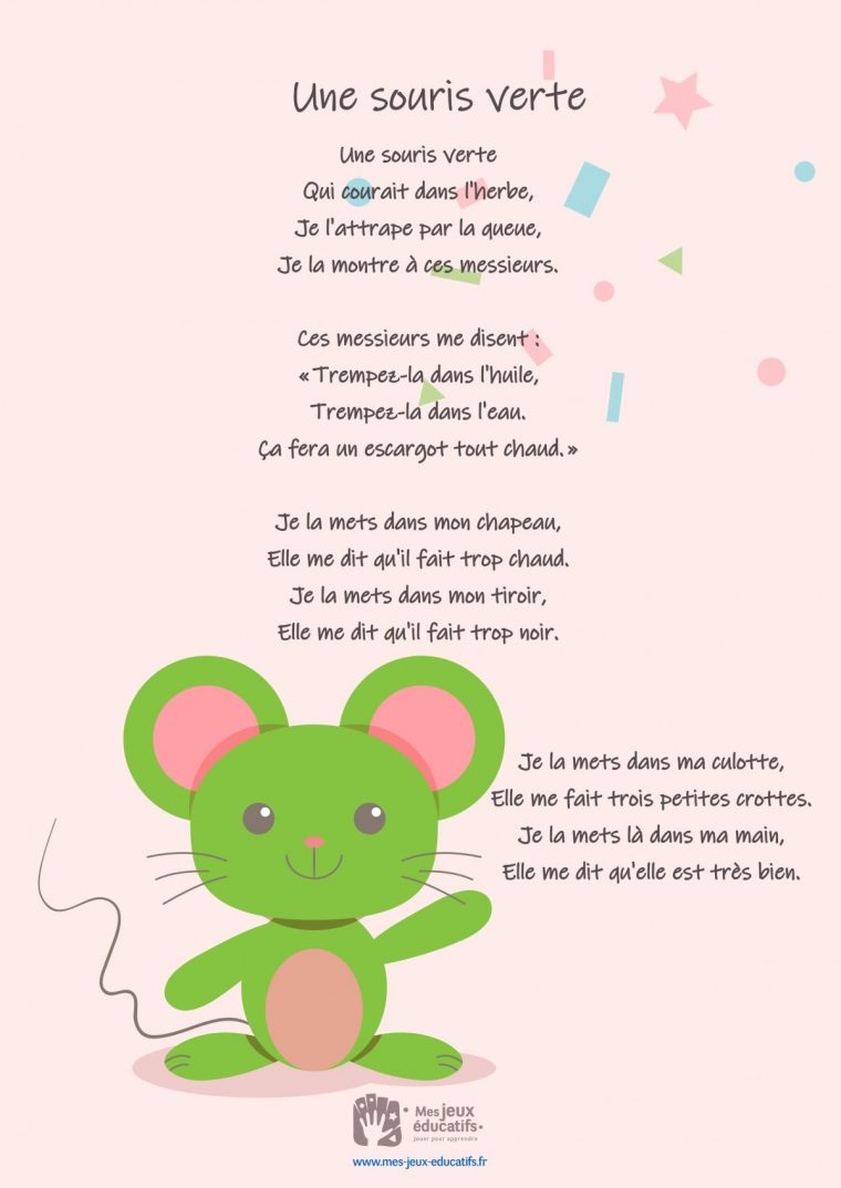 Comptine Une Souris Verte – Paroles De La Chanson > Mes Jeux pour Jeux De La Petite Souris