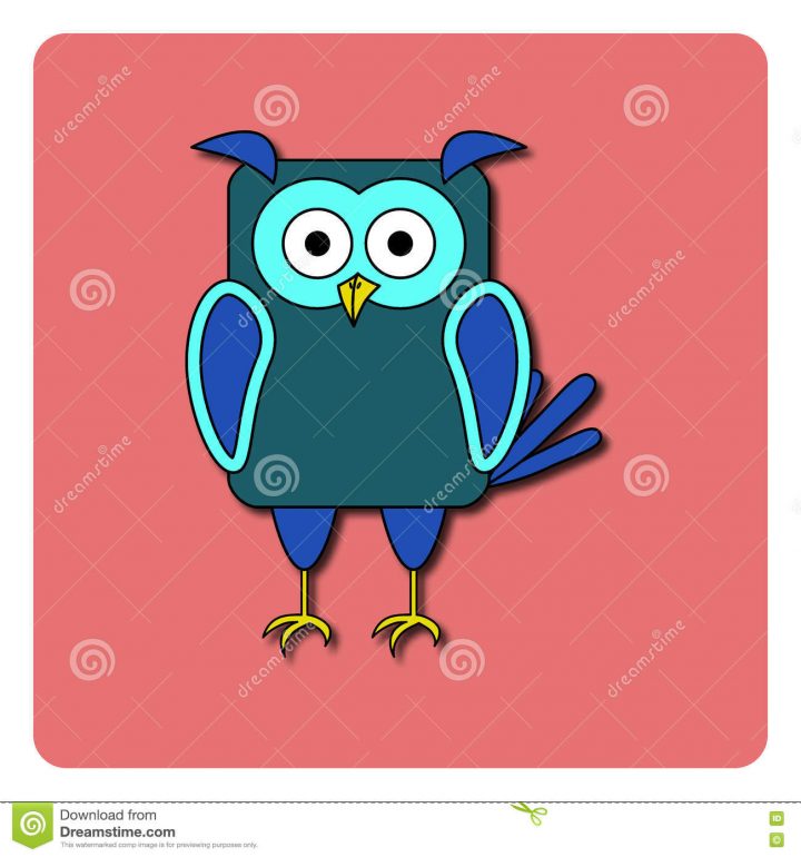 Conception Plate D'oiseau Sur Le Fond De Couleur Hibou Bleu avec Hibou Dessin Couleur