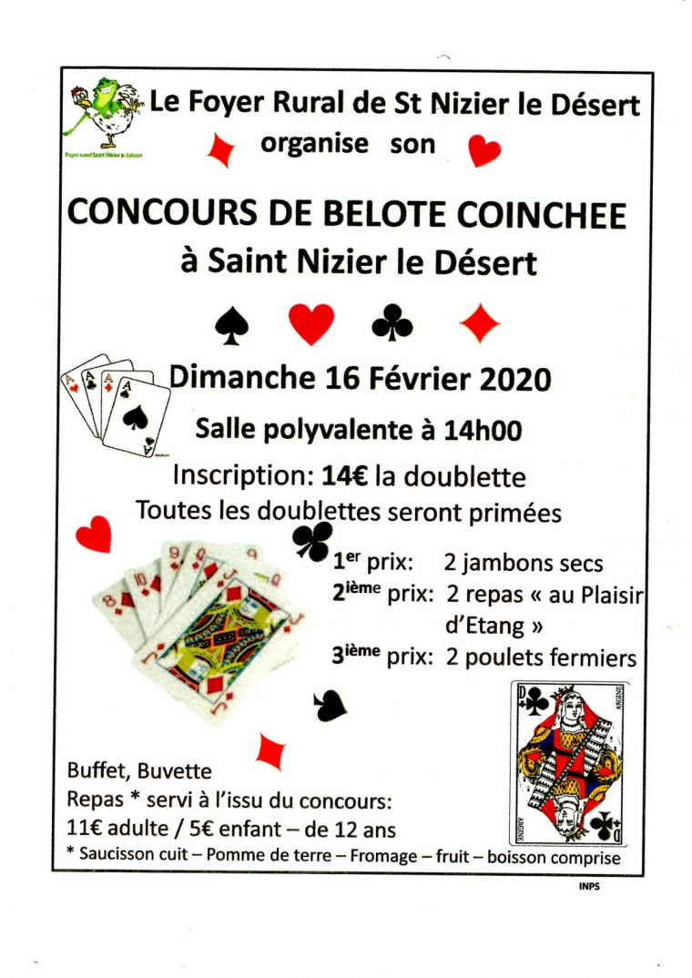 Concours De Belote Coinchee : Jeu De Cartes Coinche A Saint tout Jeux De Secs