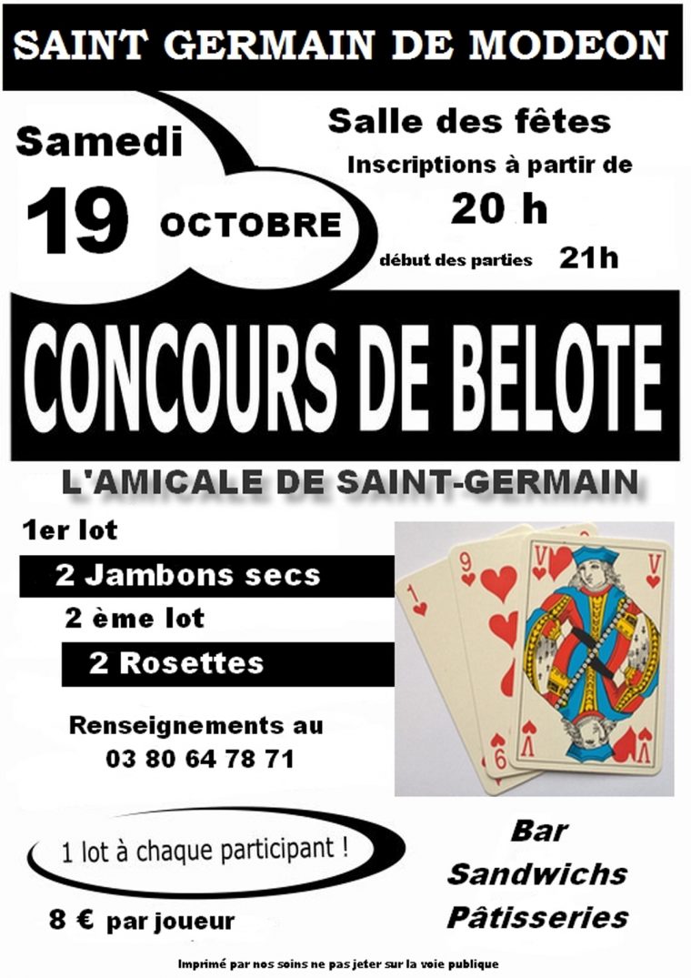 Concours De Belote : Jeu De Cartes Belote A Saint Germain De concernant Jeux De Secs