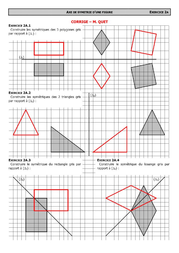 Constructions De Symétriques Avec Quadrillage – Corrigé D destiné Symétrie Quadrillage