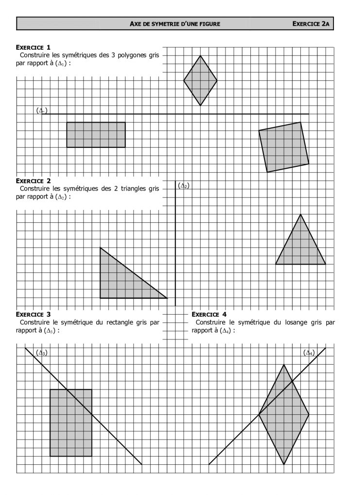 Constructions De Symétriques Avec Quadrillage – Exercices tout Symétrie Quadrillage