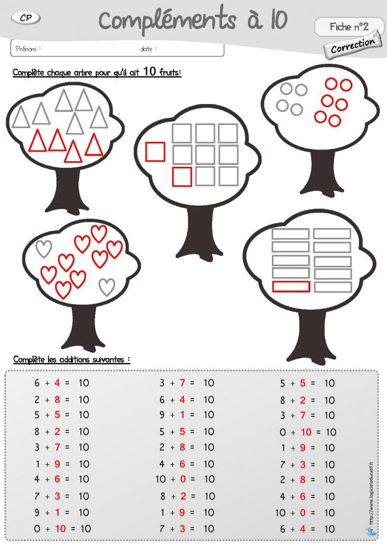 Contes Pour Enfants Fiche Maths Les Compléments De 10 À Lire tout Exercice Ludique