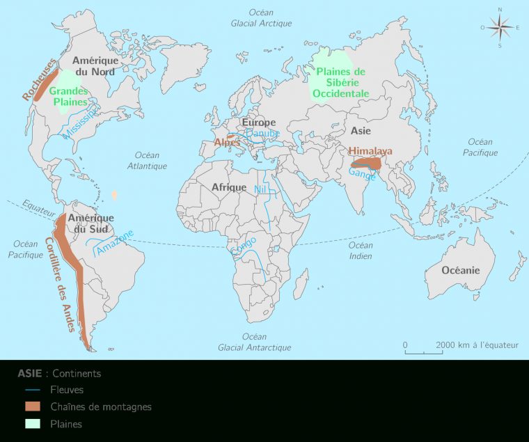 Continents, Océans, Fleuves Et Reliefs Dans Le Monde – 3E concernant Carte Des Fleuves De France