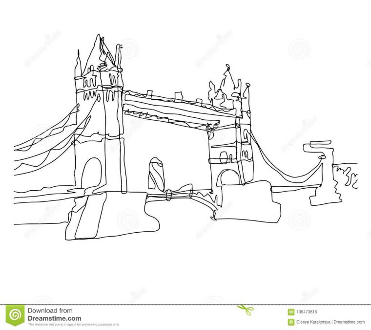 Continu Croquis De Dessin De Schéma De Pont De Tour, Londres encequiconcerne Dessin De Angleterre