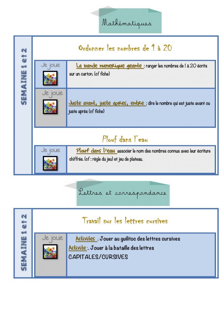 Continuité Pédagogique Gs Semaine 1 Et 2 – La Classe De Luccia ! encequiconcerne Jeux Pedagogique Maternelle