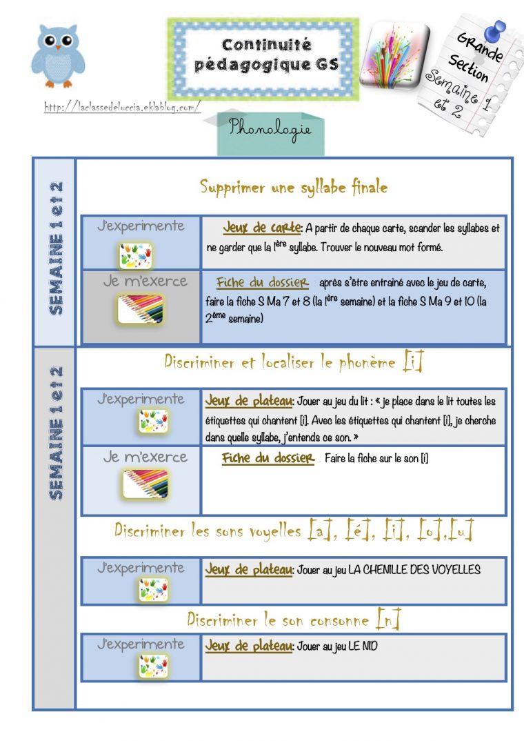 Continuité Pédagogique Gs Semaine 1 Et 2 – La Classe De Luccia ! tout Jeux Pedagogique Maternelle