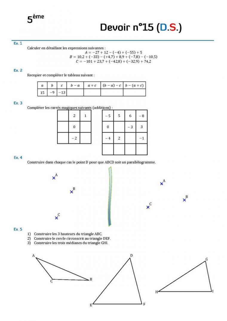 Contrôle De Mathématiques En Cinquième (5Ème).devoirs dedans Symétrie Cm1 Évaluation