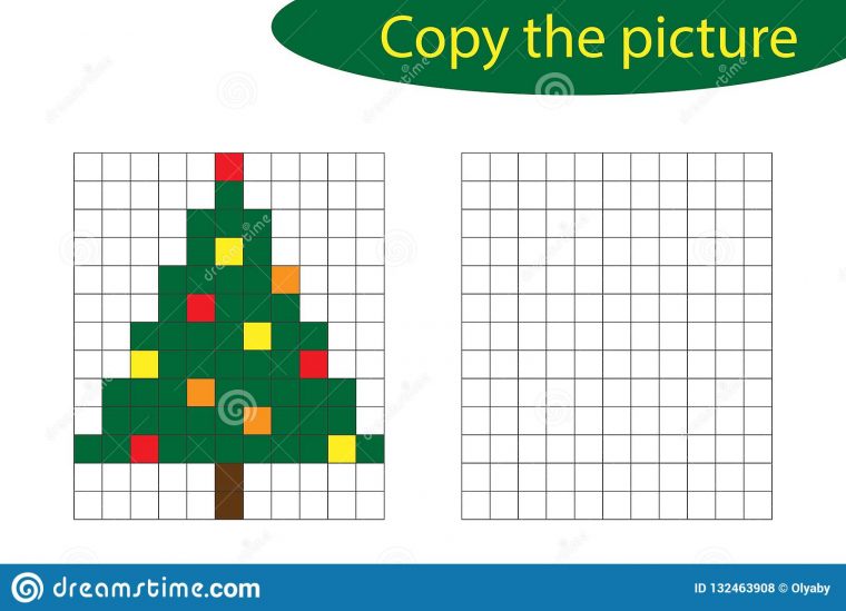 Copiez L'image, Art De Pixel, Bande Dessinée D'arbre De Noël tout Jeux Dessin Pixel