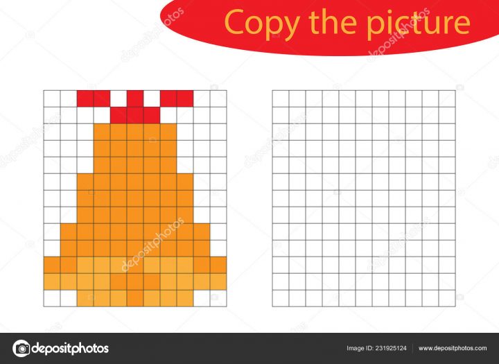 Copy Picture Pixel Art Christmas Bell Cartoon Drawing Skills à Dessin Pixel Noel