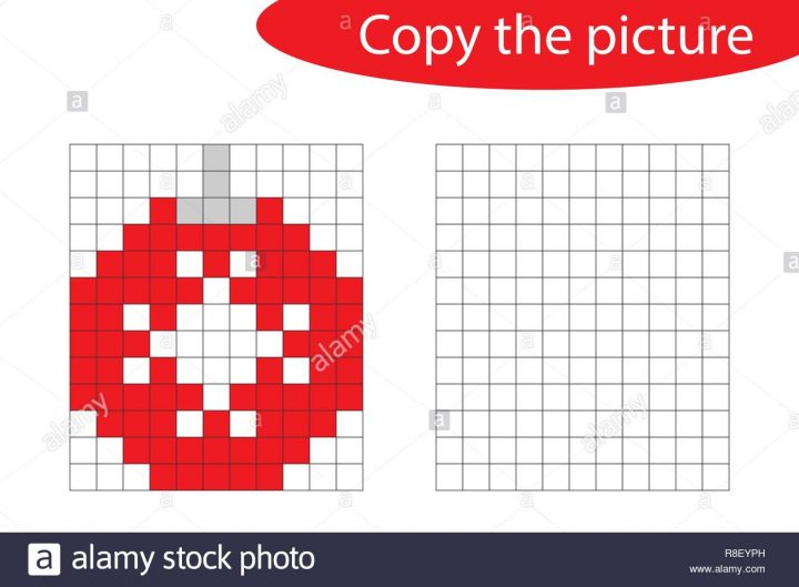 Copy The Picture, Pixel Art, Christmas Ball Cartoon, Drawing intérieur Pixel Art De Noël