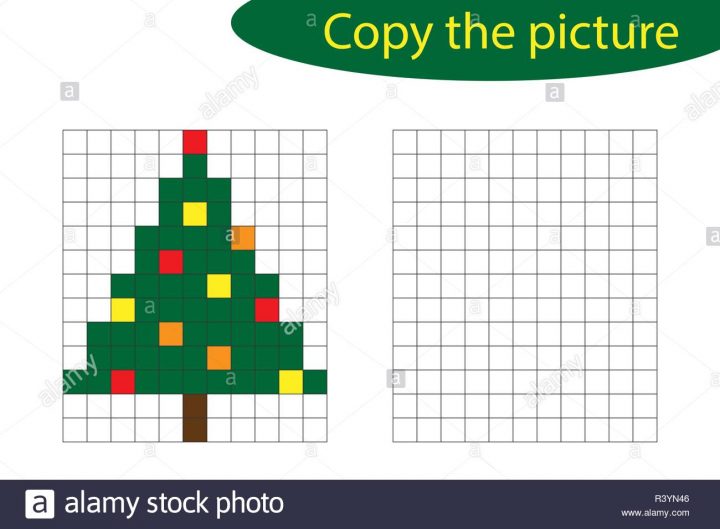 Copy The Picture, Pixel Art, Christmas Tree Cartoon, Drawing encequiconcerne Pixel Art De Noël