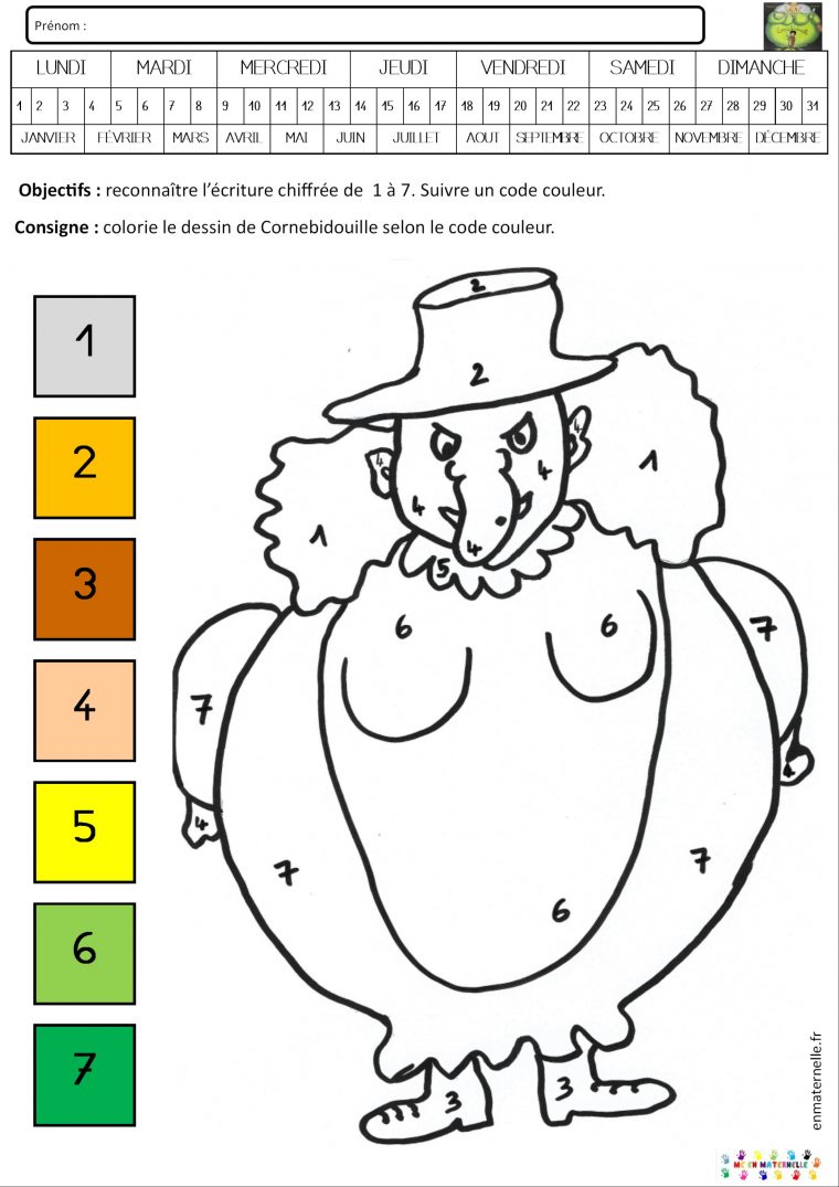 Cornebidouille : Coloriage Magique De 1 À 7 – Mc En Maternelle encequiconcerne Coloriage Magique Petite Section