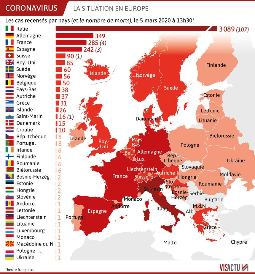 Coronavirus : 423 Personnes Contaminées En France Soit 138 intérieur Combien De Region En France 
