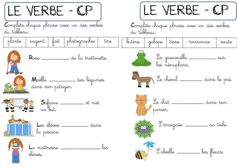 Cp – Autour Du Verbe – La Classe De Corinne destiné Travail De Cp A Imprimer Gratuit