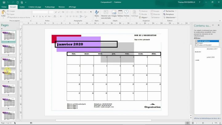 Créer Un Calendrier Personnalisé Avec Publisher (Tutoriel Fr) pour Calendrier Des Anniversaires À Imprimer Gratuit