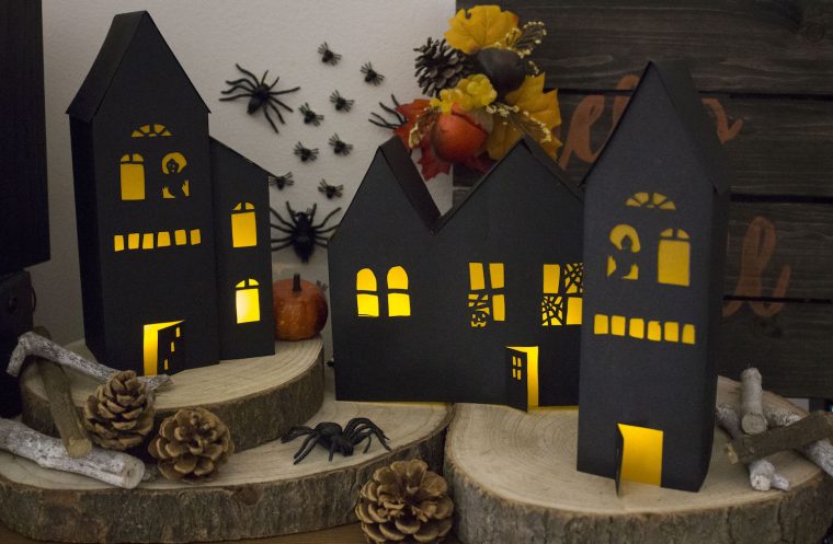 Créez Vos Photophores Maisons Hantées D'halloween – Patron destiné Patron De Maison En Papier A Imprimer