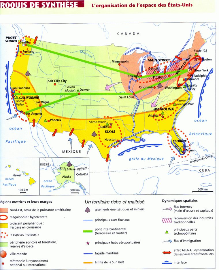 Croquis: Organisation Et Dynamiques Spatiales Du Territoire tout Carte Etat Amerique