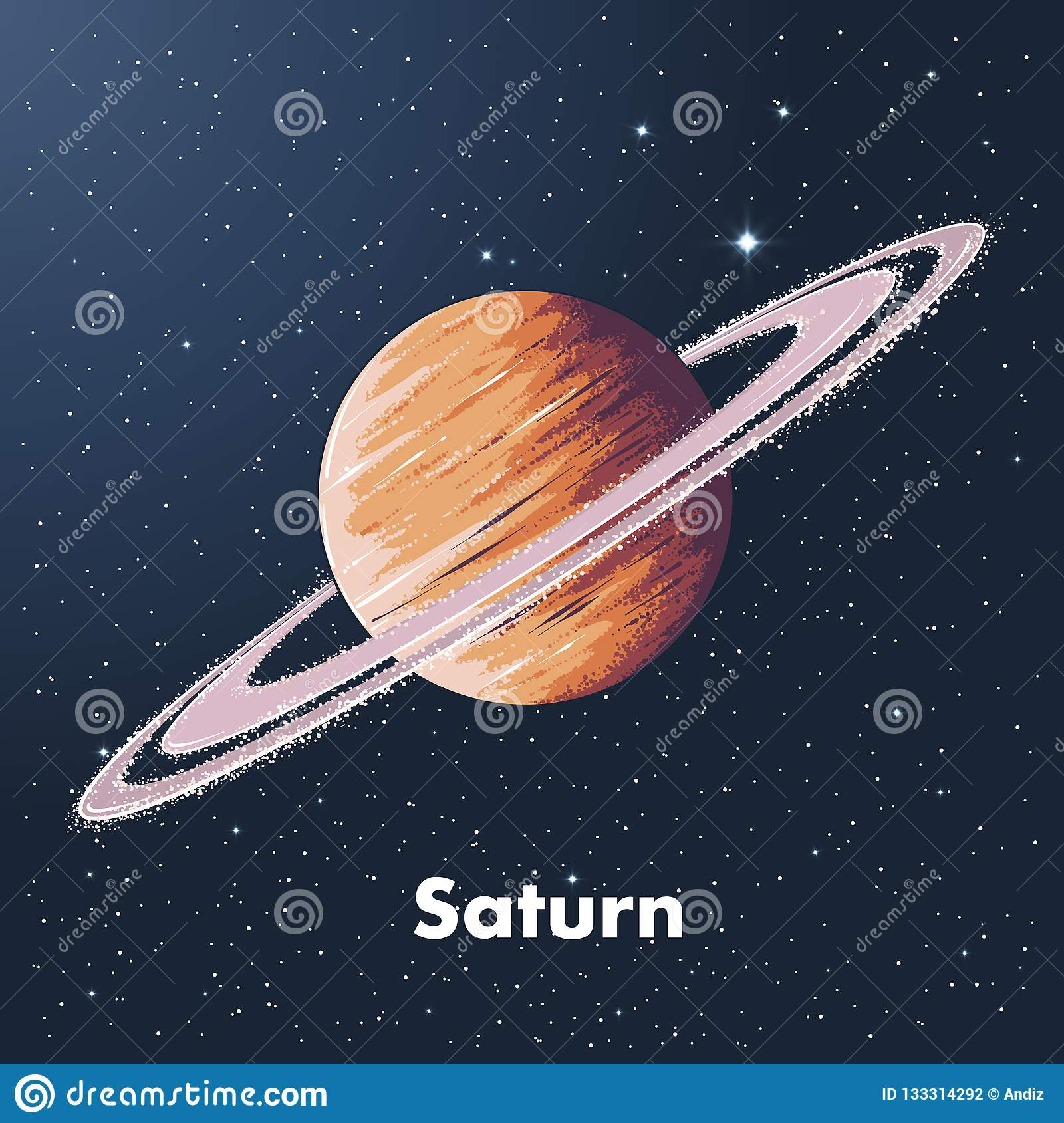 Croquis Tiré Par La Main De Planète Saturne En Couleurs, Sur serapportantà Saturne Dessin