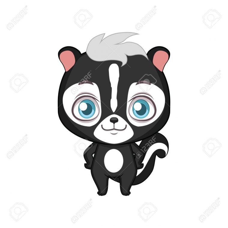 Cute Stylized Cartoon Skunk Illustration ( For Fun Educational.. concernant Dessin Moufette