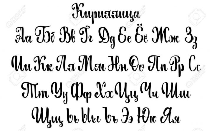 Cyrillic Alphabet On The Basis Of Handwriting Calligraphy, Modern.. encequiconcerne Alphabet En Script