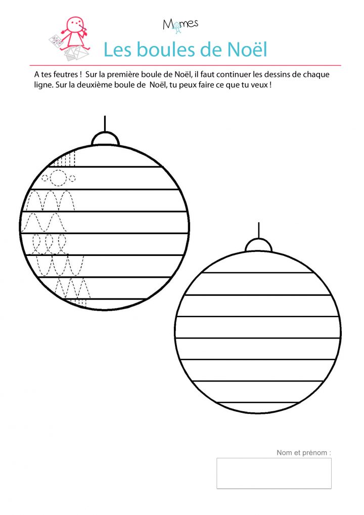 Décore Les Boules De Noël – Exercice De Tracé – Momes concernant Exercices Maternelle A Imprimer Gratuit