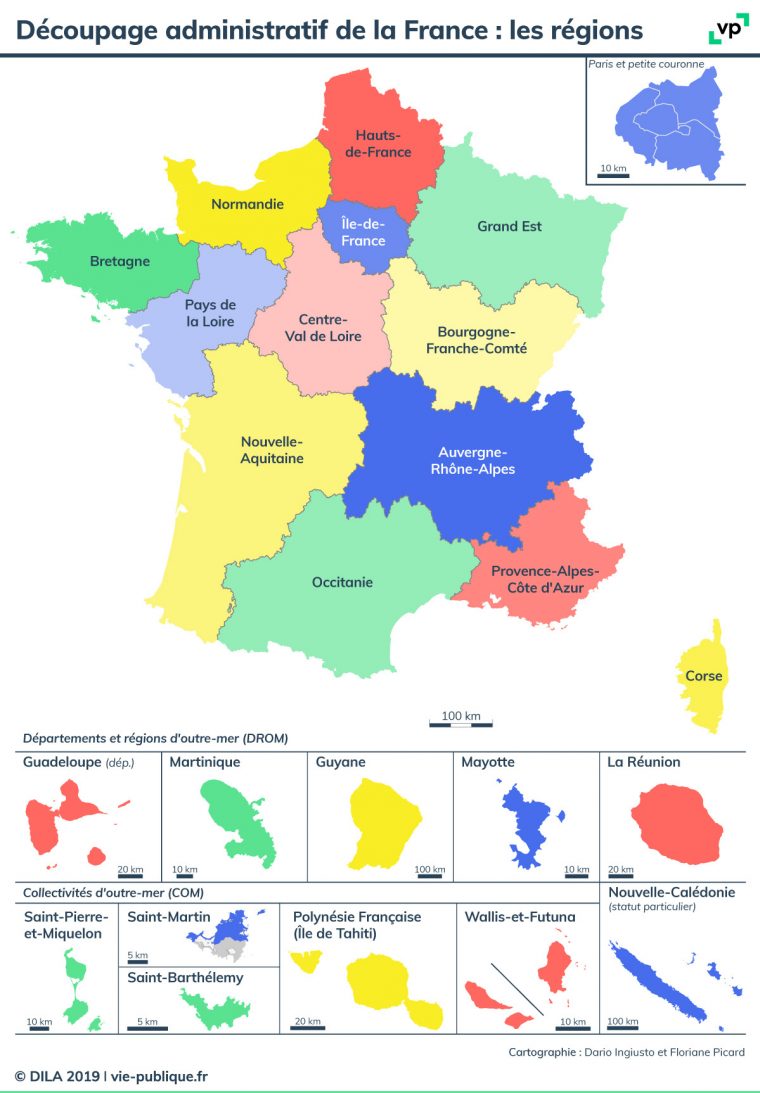 Découpage Administratif De La France : Les Régions | Vie à Carte De La France Avec Les Régions