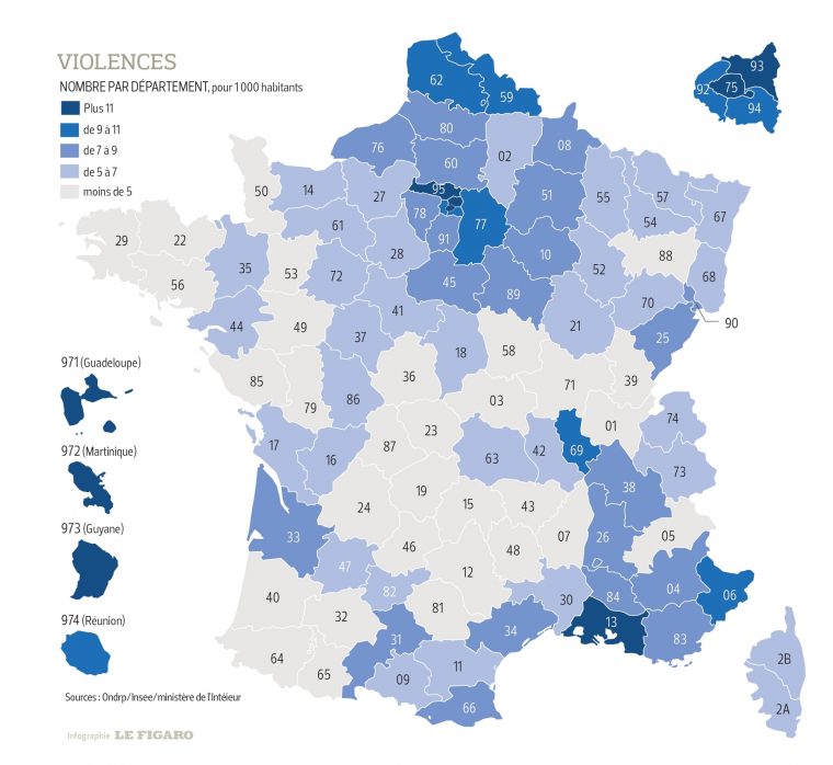 Découvrez La Carte Des Crimes Et Délits En France Et Dans Le encequiconcerne Carte Des Départements De France 2017