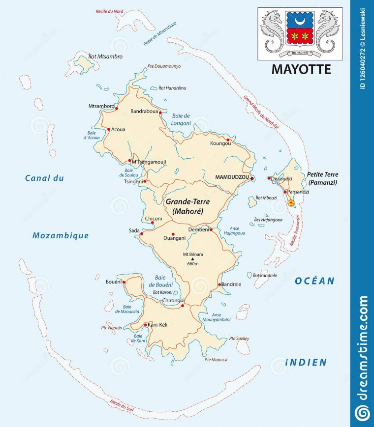 Département De Carte De Vecteur De Route De Mayotte Avec Le à Carte Avec Les Departement