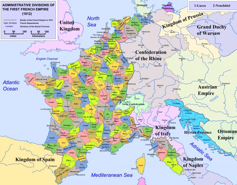 Departement De France Sous Napoleon serapportantà Departement Francais Carte