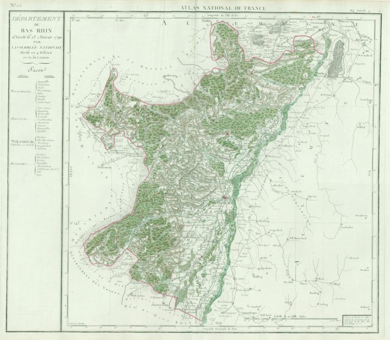 Département Du Bas Rhin, Décrété Le 13 Janvier 1790 concernant Département 13 Carte