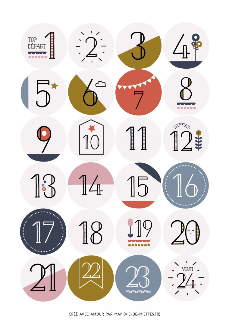 Des Autocollants Numérotés À Imprimer ! – Vie De Miettes concernant Calendrier En Ligne Gratuit A Imprimer