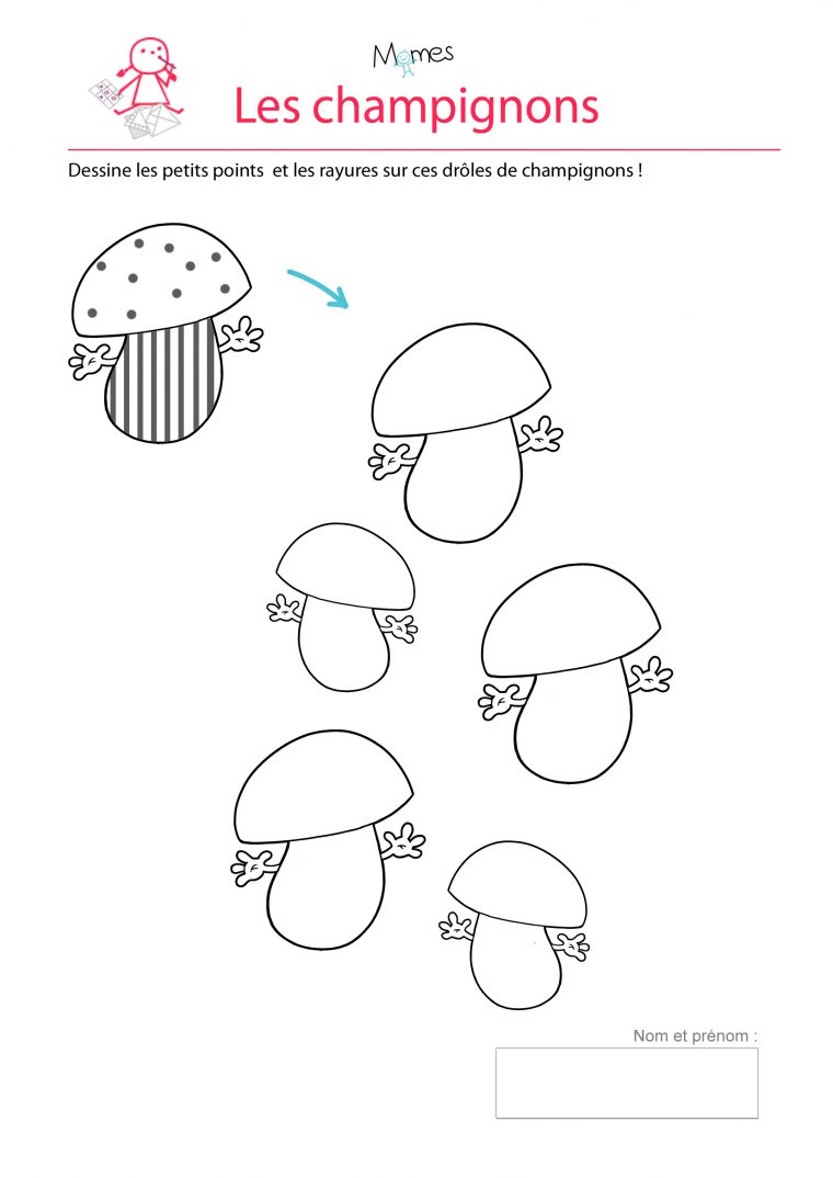 Des Champignons À Pois Et À Rayures – Exercice – Momes tout Exercice 4 Ans