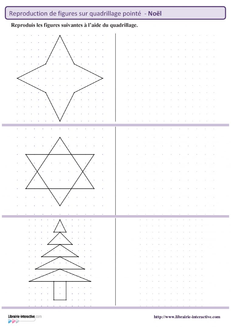 Des Figures Géométriques Sur Le Thème De Noël À Reproduire intérieur Reproduction Sur Quadrillage Ce2