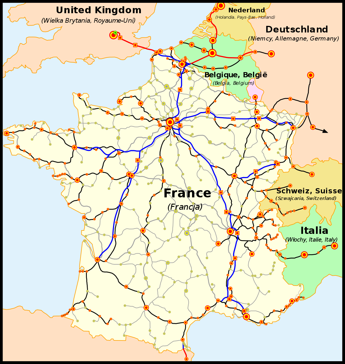 Dessertes Assurées En Tgv — Wikipédia avec Carte De France Grande Ville