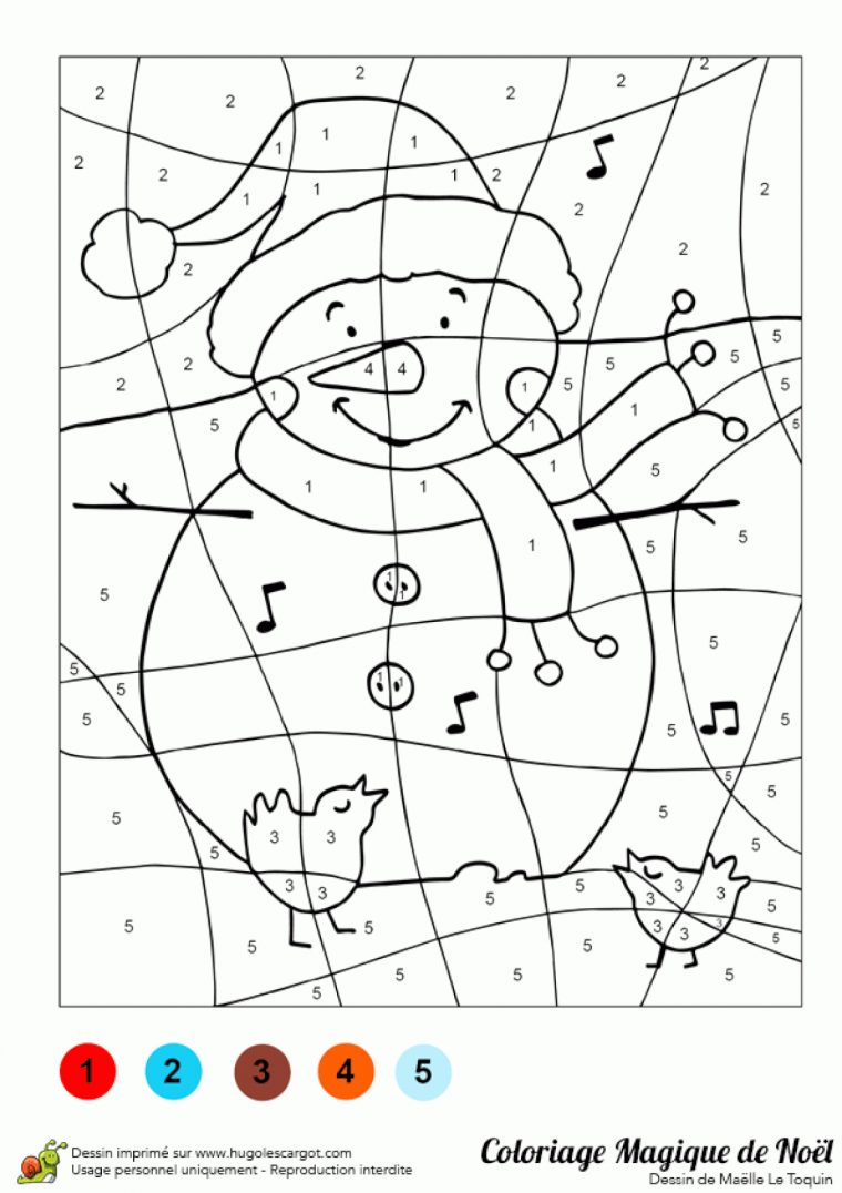 Dessin À Colorier D'un Bonhomme De Neige destiné Coloriage Codé Gs