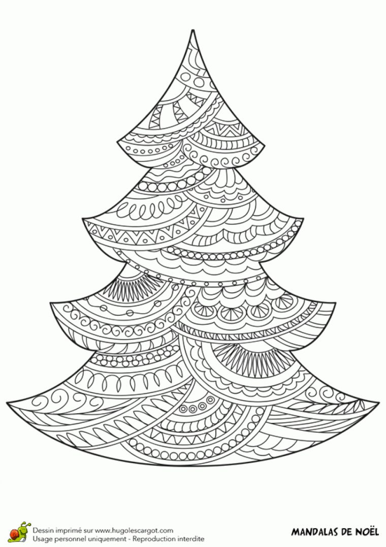 Dessin À Colorier D'un Mandala Sapin De Noël dedans Coloriage De Sapin De Noel A Imprimer Gratuit