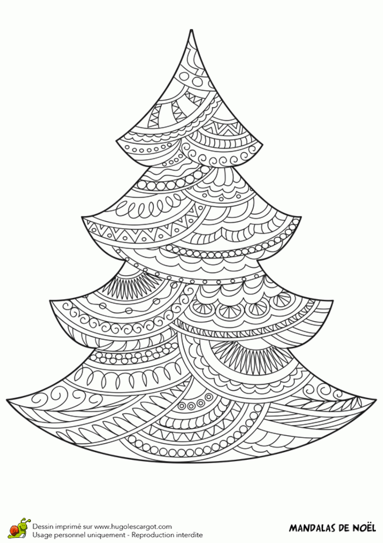 Dessin À Colorier D'un Mandala Sapin De Noël destiné Hugo L Escargot Coloriage Mandala