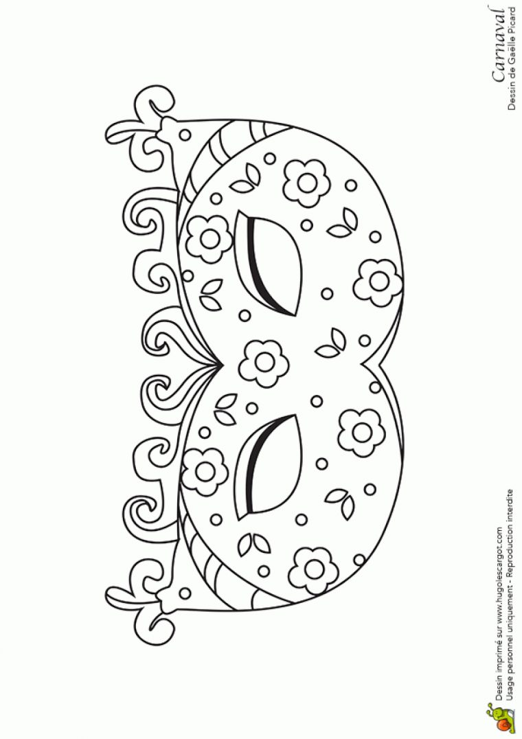 Dessin À Colorier D'un Masque De Carnaval Avec Des Petites concernant Coloriage De Carnaval A Imprimer Gratuit