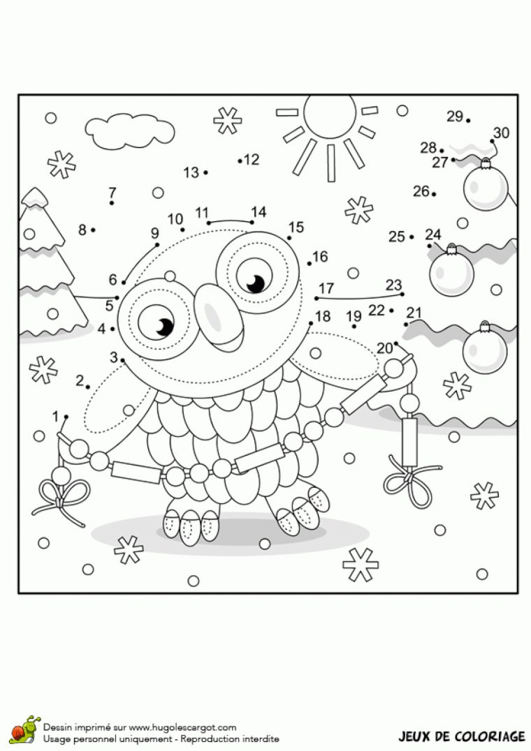 Dessin À Colorier Jeu De Coloriage Points À Relier, Un Hibou avec Jeux Point A Relier