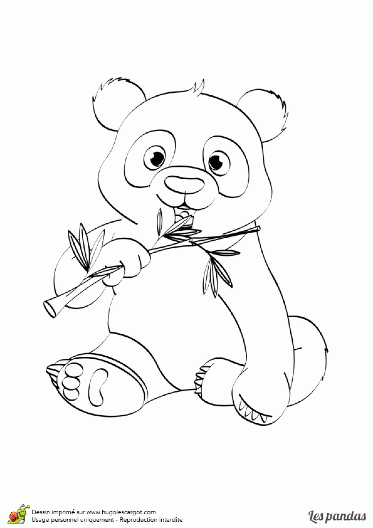 Dessin À Imprimer Et À Colorier D'un Panda Avec Un Bambou intérieur Panda À Colorier